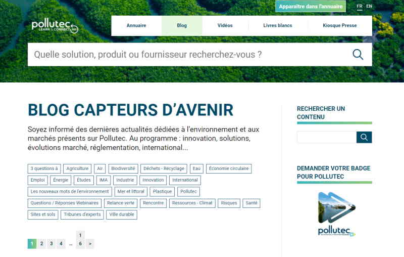 Blog environnement Capteurs d'avenir de Pollutec