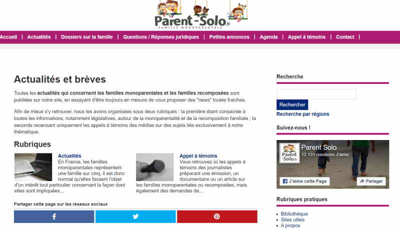 Blog famille monoparentale Parent Solo